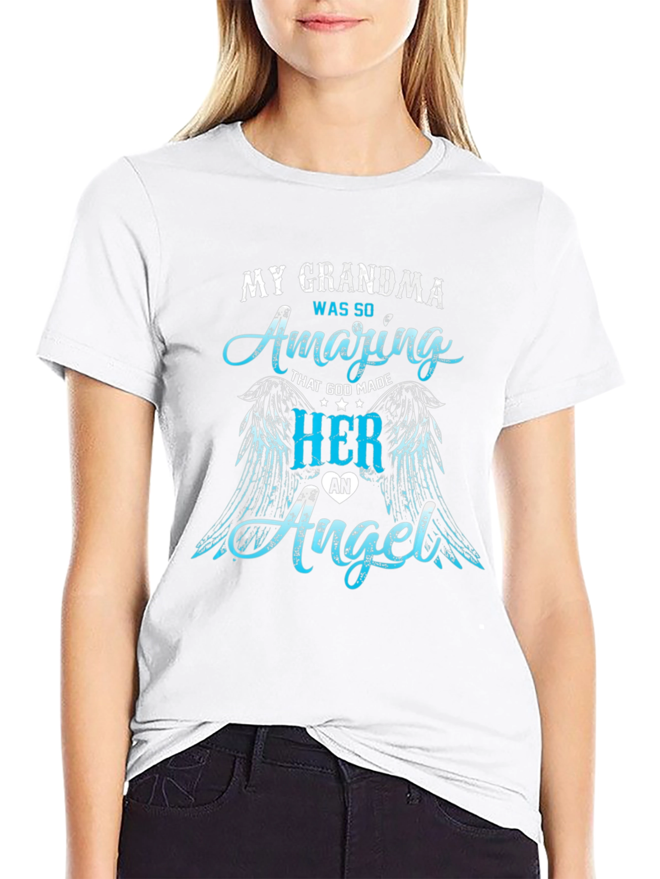 Black My Grandma Was So Amazing Angel Wings T-Shirt view 9
