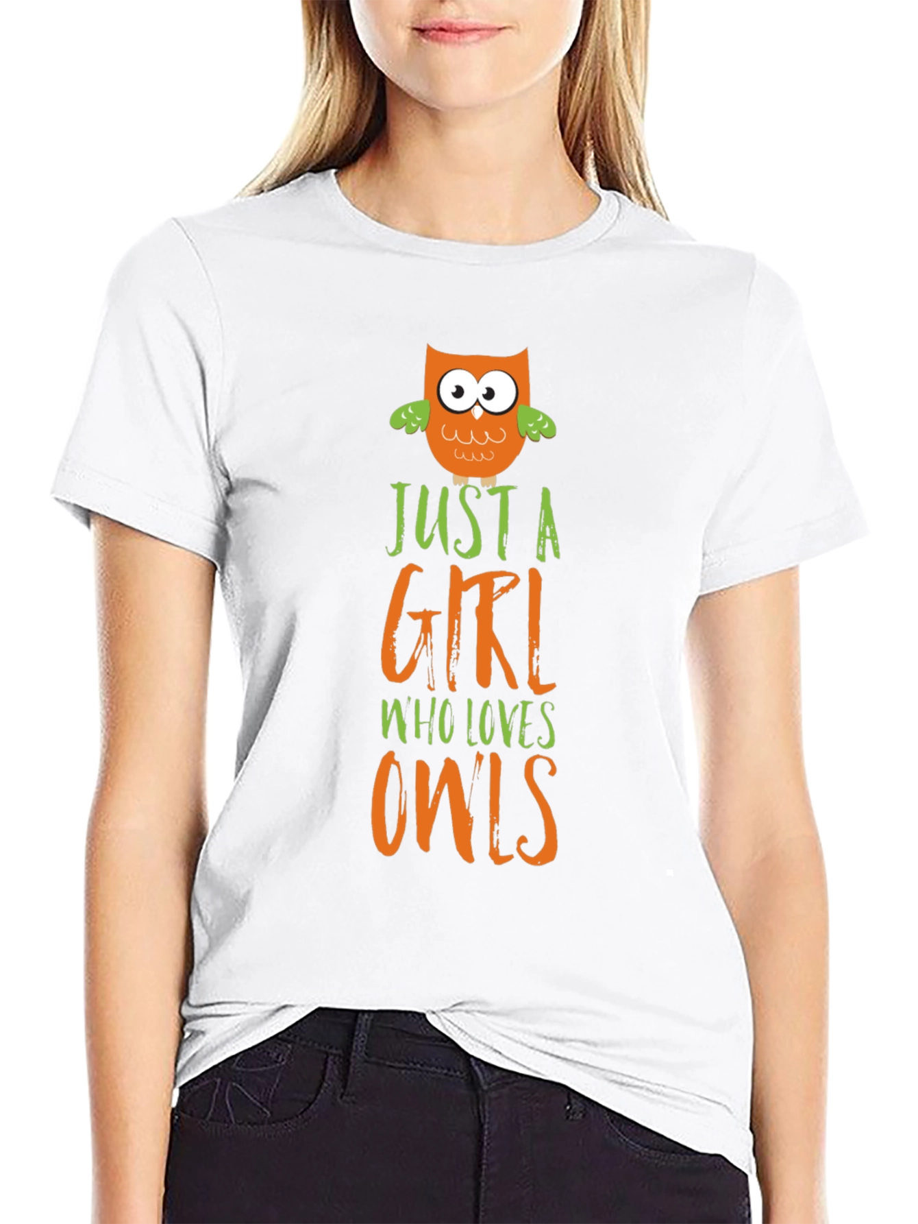 Black Just a Girl Who Loves Owls T-Shirt view 9