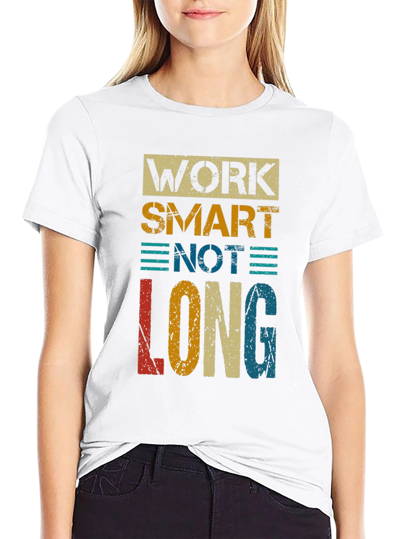 Black Work Smart Not Long Graphic Tee - Retro Style view 9
