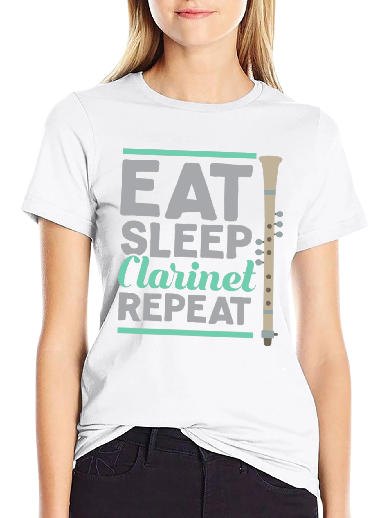 Black Eat Sleep Clarinet Repeat T-Shirt - Musician Gift view 9