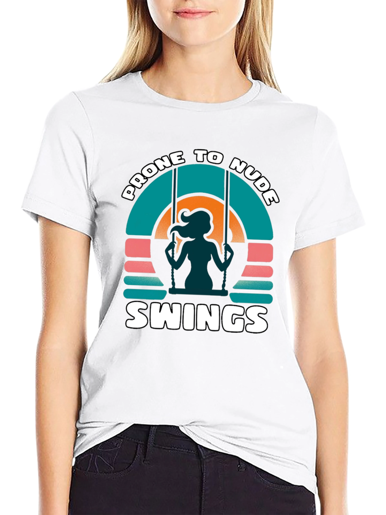Black Prone To Nude Swings Graphic Tee view 9