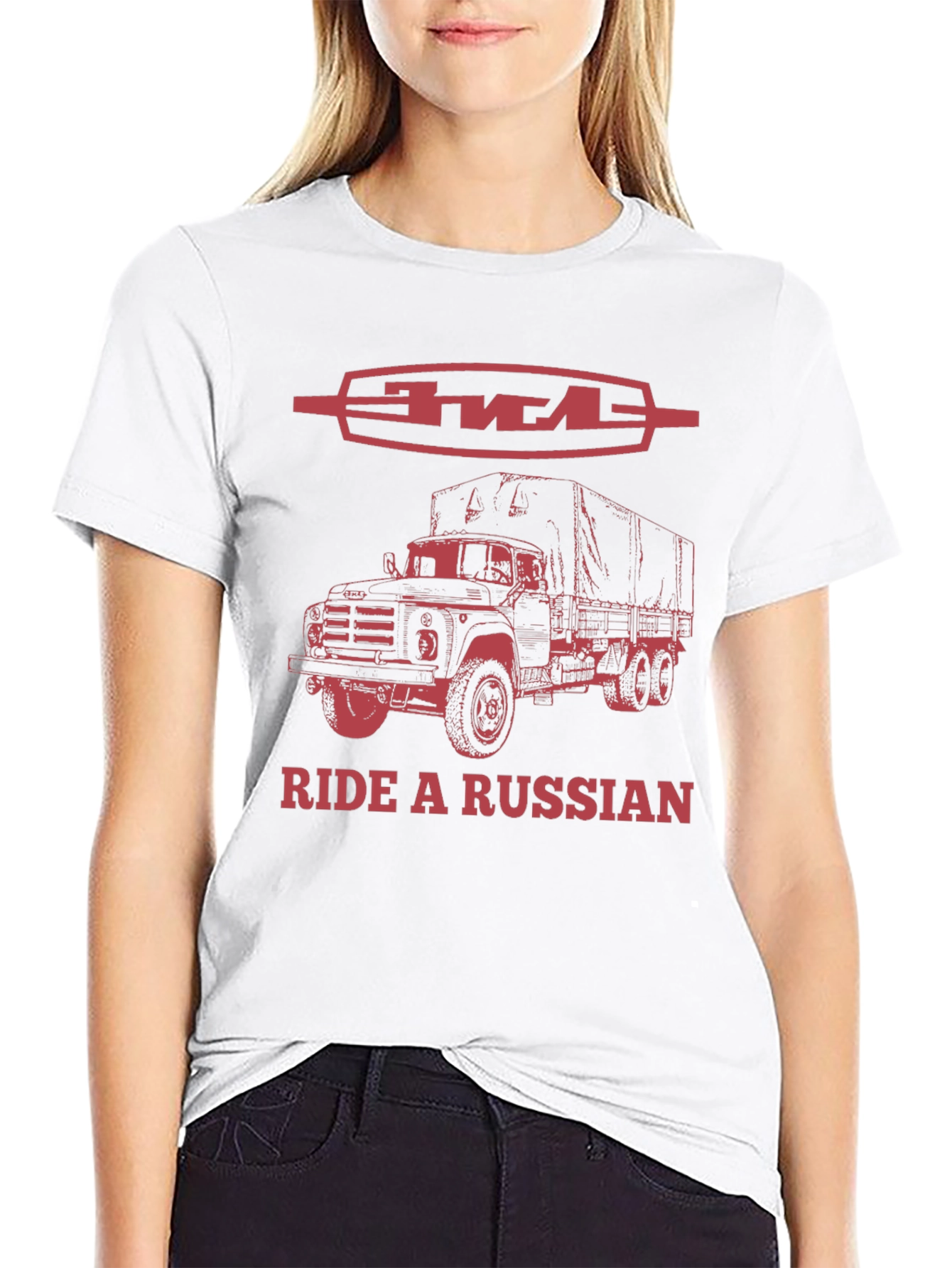 Black Ride a Russian Truck T-Shirt - Classic Design view 9