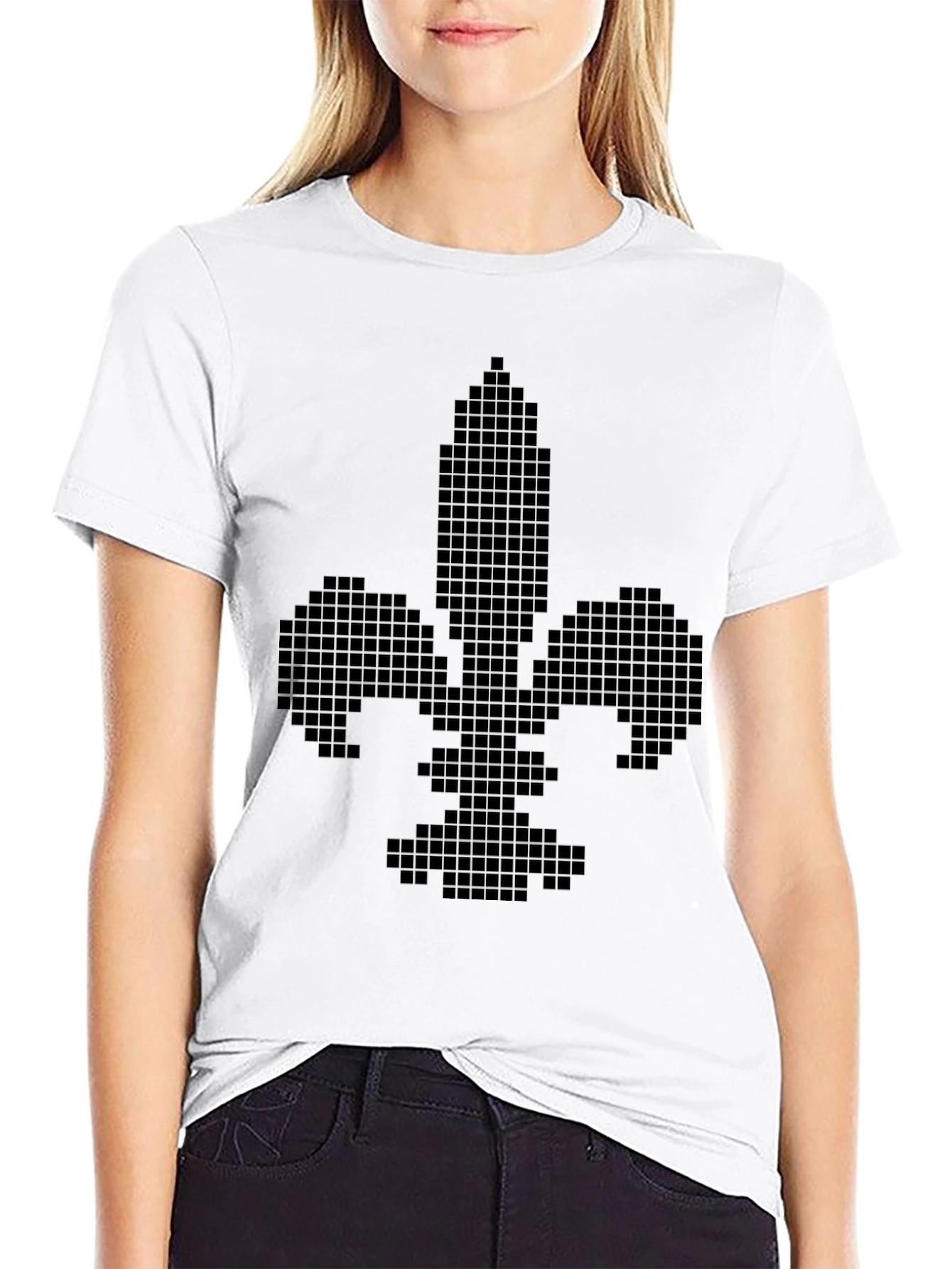 Black Pixel Fleur-de-lis Black T-Shirt view 9
