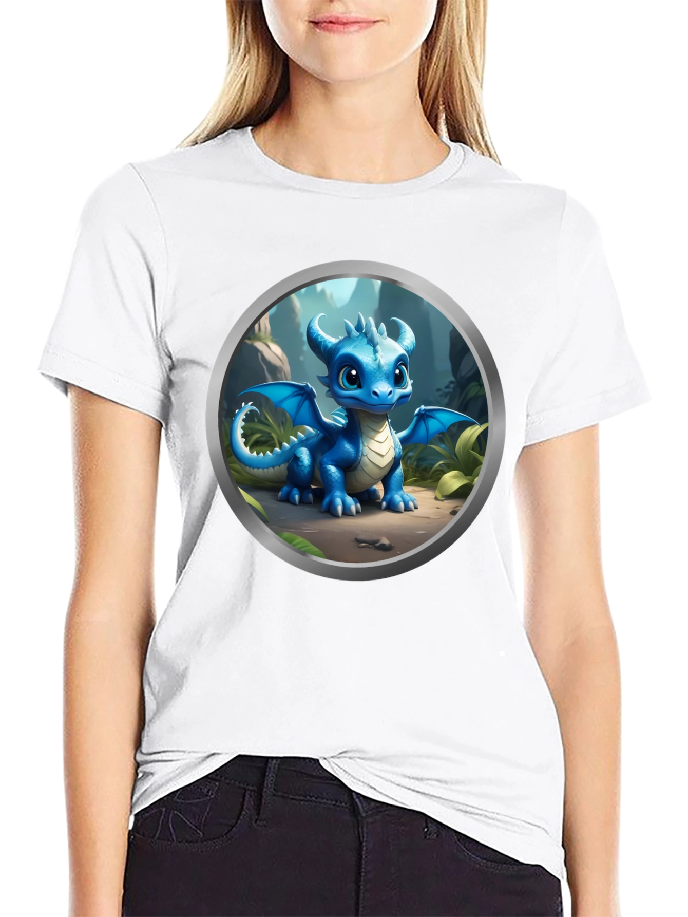 Black Cute Dragon Graphic Tee view 9