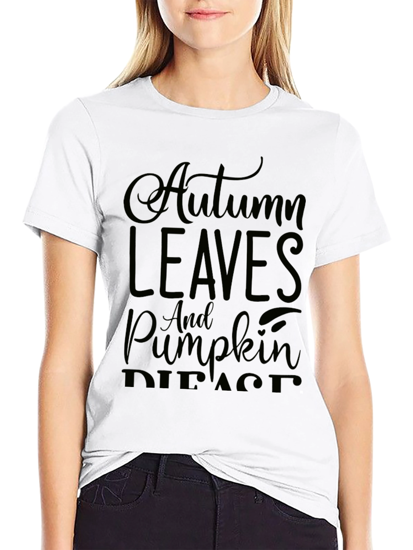 Autumn Leaves & Pumpkin Spice Black Graphic Tee - 9
