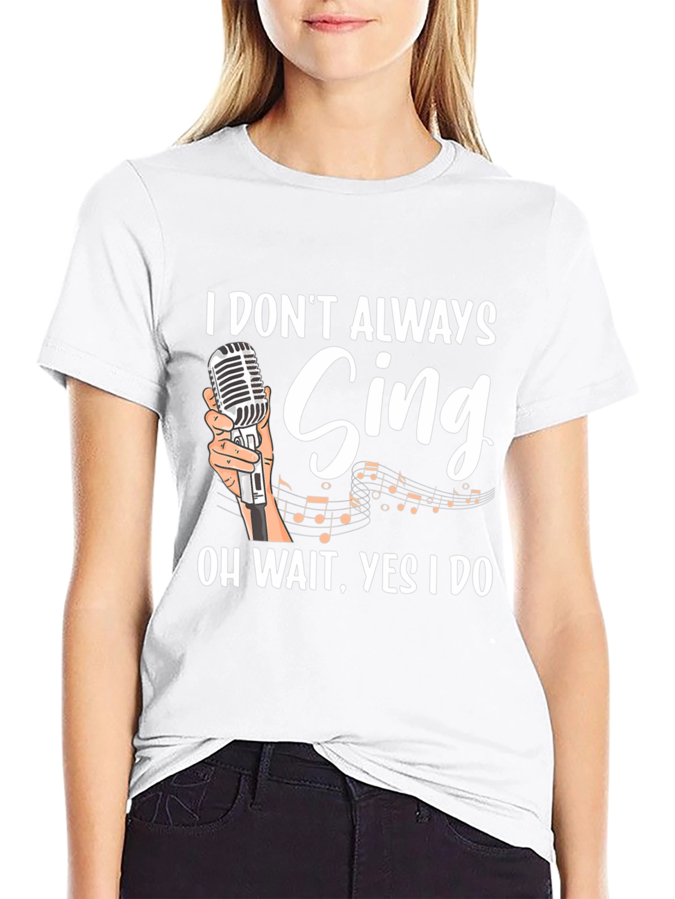 Black Funny Singer Graphic T-Shirt - "I Don't Always Sing" view 9