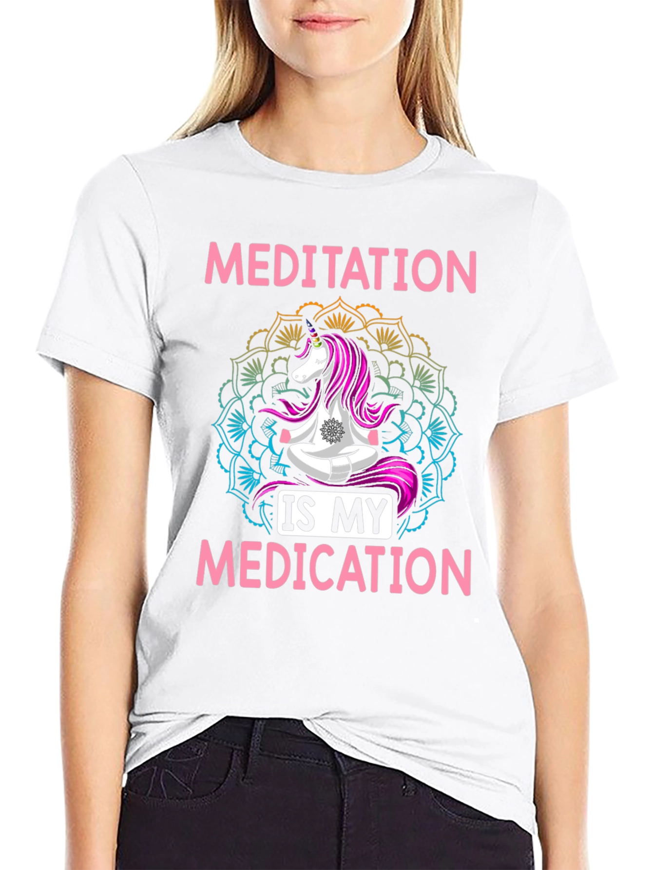 Black Meditation is My Medication Unicorn T-Shirt view 9