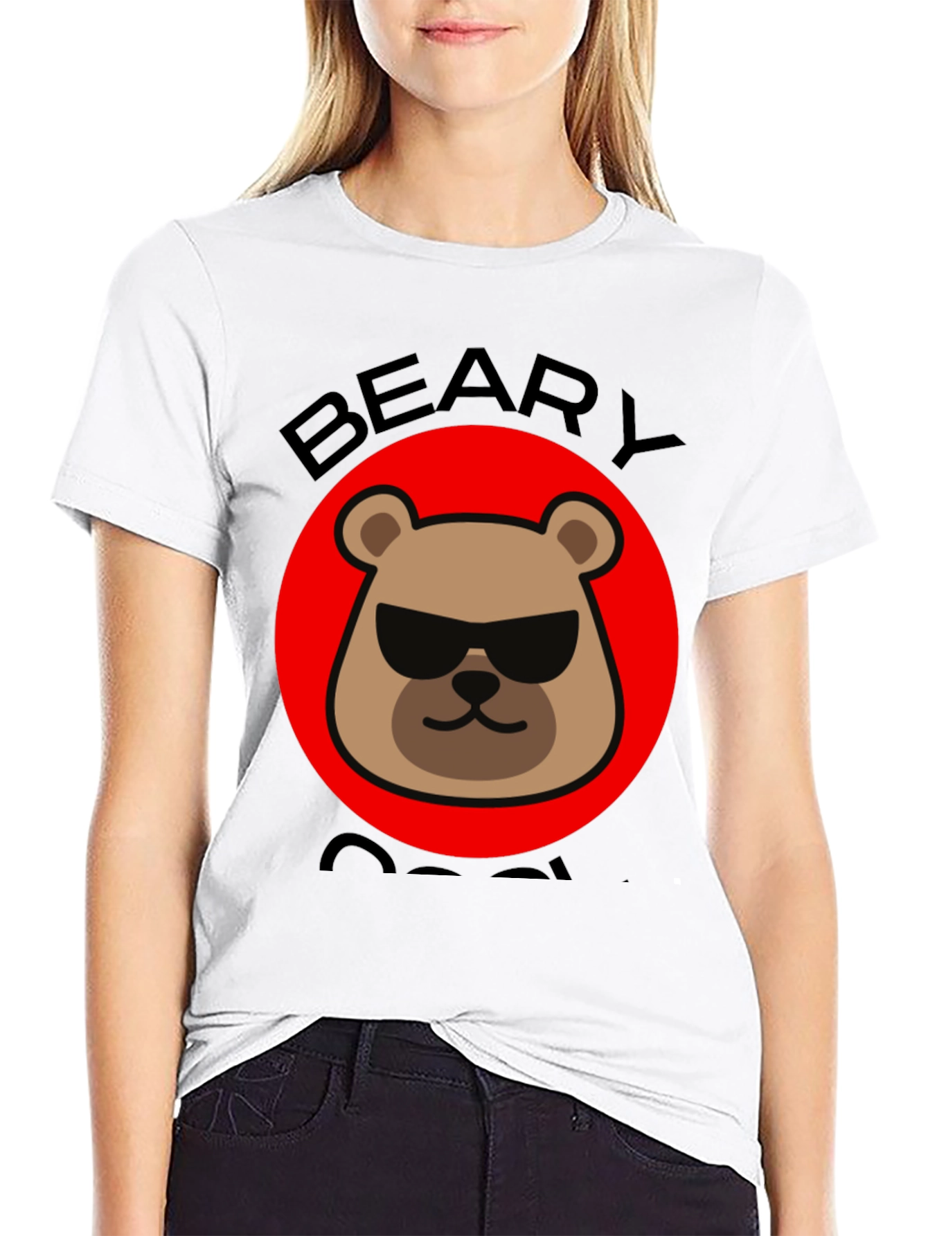 Black Beary Cool Graphic T-Shirt - Black Crew Neck Tee view 9