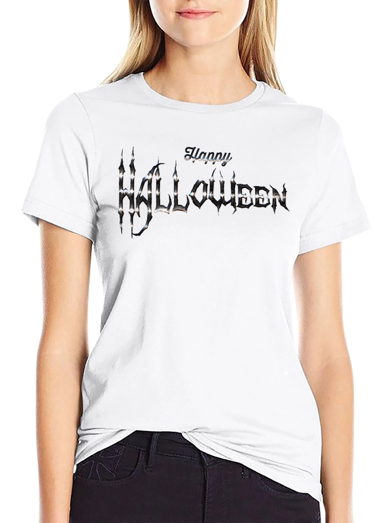 Black Happy Halloween T-Shirt - Spooky Season Tee view 9