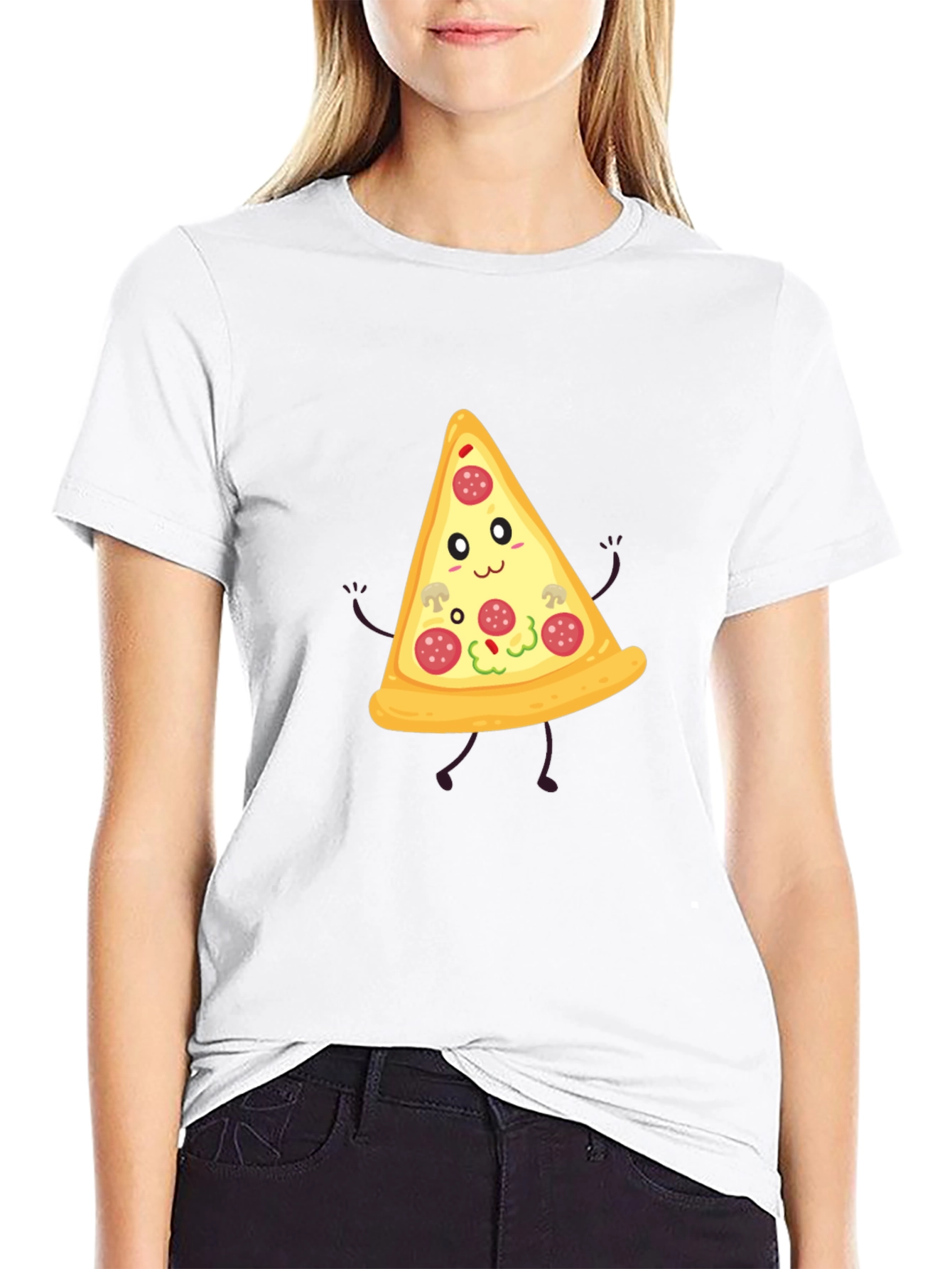 Funny Pizza Slice Graphic Tee - Unisex Black T-Shirt - 9