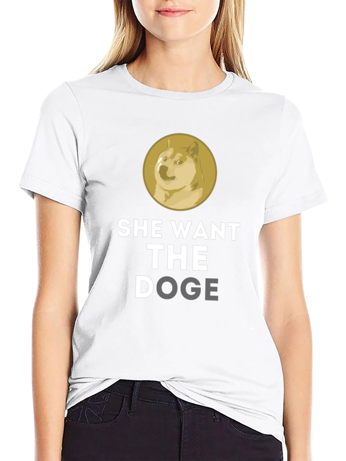 Black She Want The Doge Funny Meme T-Shirt view 9