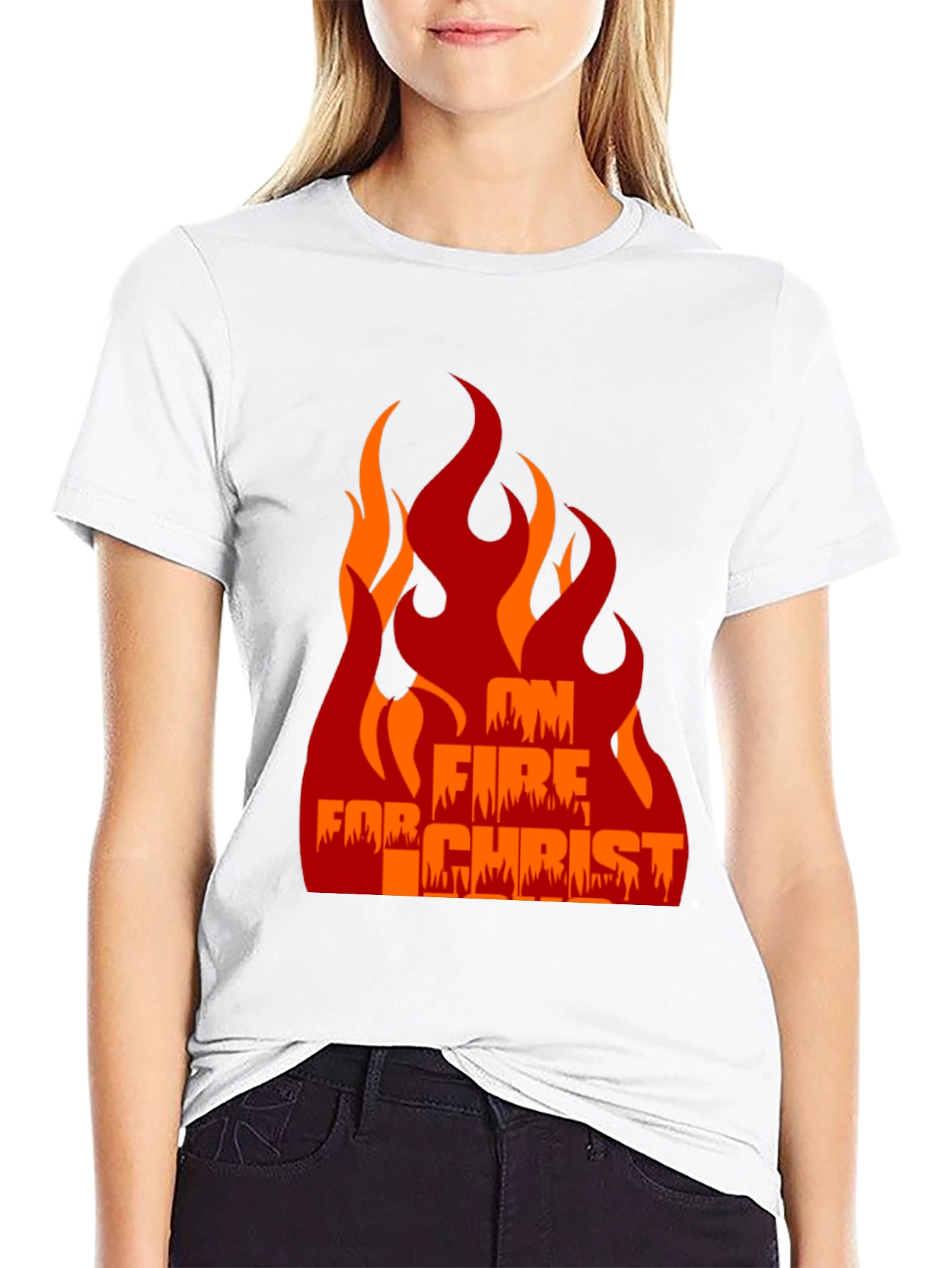 Black On Fire For Christ Graphic Tee view 9