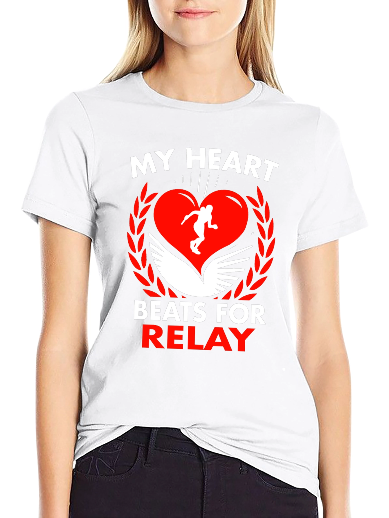 Black My Heart Beats for Relay Black T-Shirt view 9