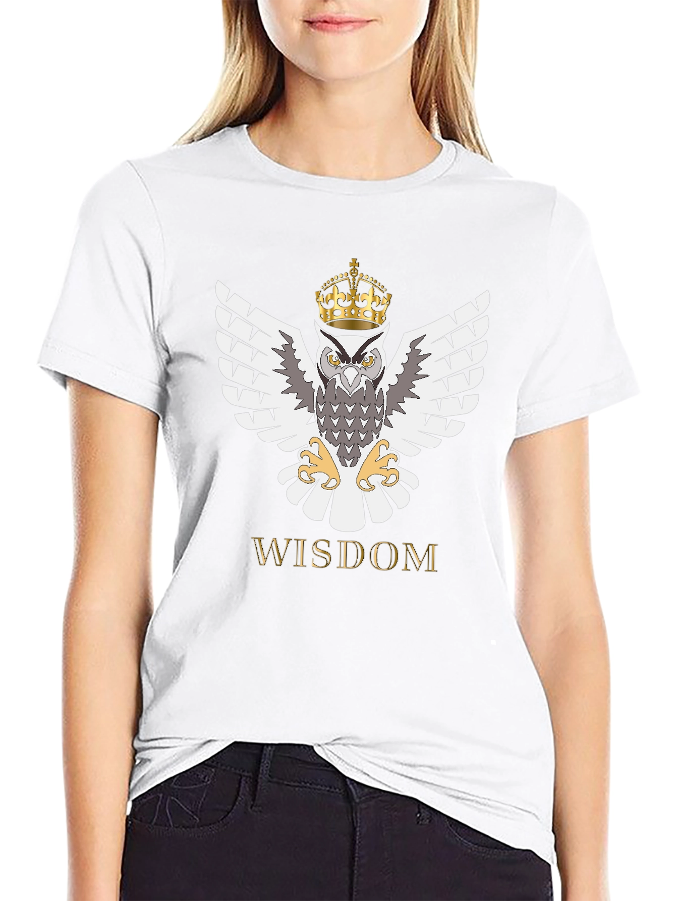 Black Wisdom Owl King Crown T-Shirt - Black view 9
