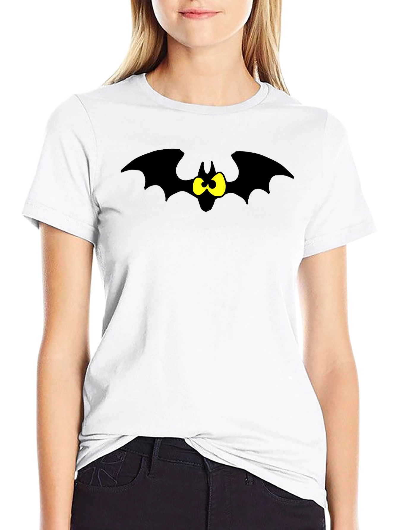 Black Cartoon Bat Graphic Tee - Black T-Shirt view 9