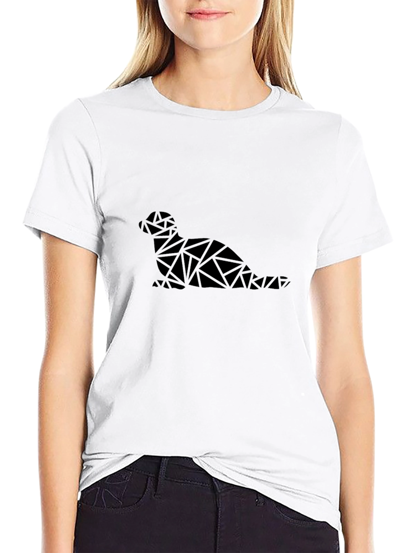 Black Geometric Seal Graphic Black T-Shirt view 9