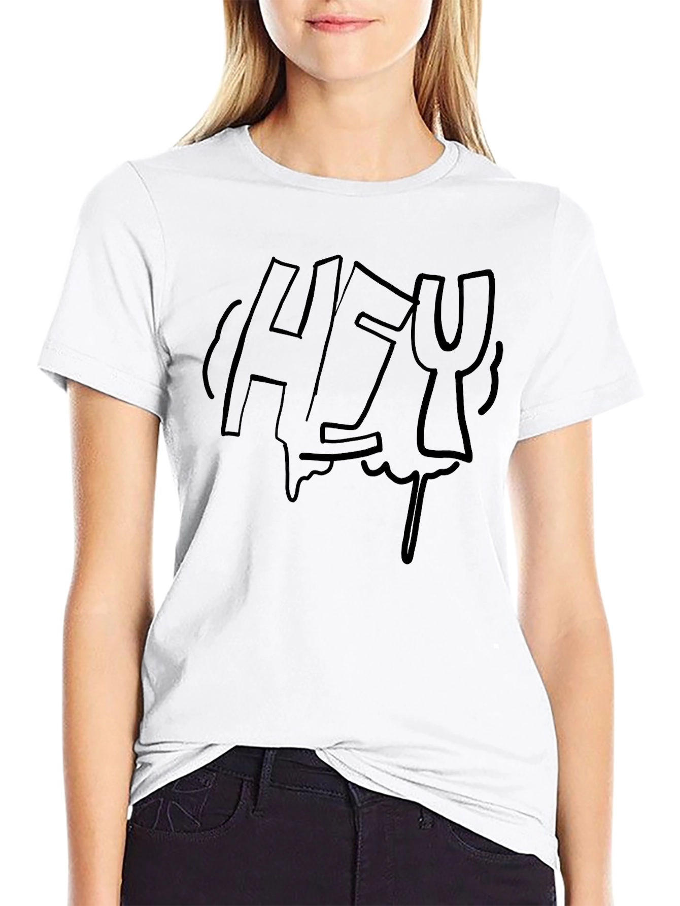 Black Men's Black HEY Graphic Tee view 9