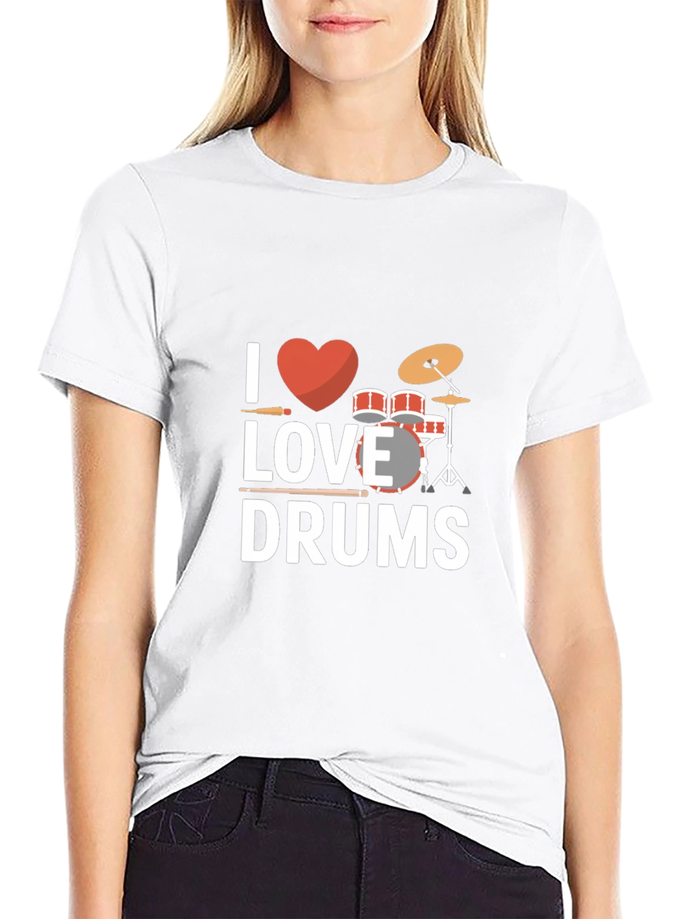 Black I Love Drums T-Shirt - Musician Tee view 9