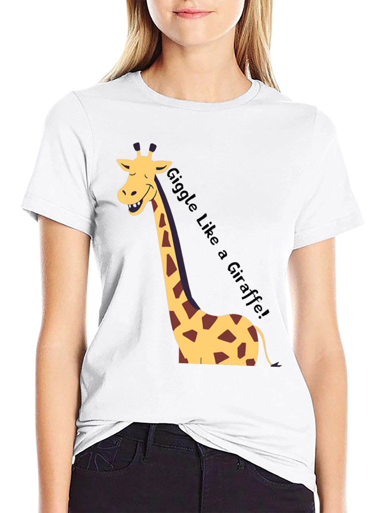 Black Giggle Like a Giraffe Black T-Shirt view 9