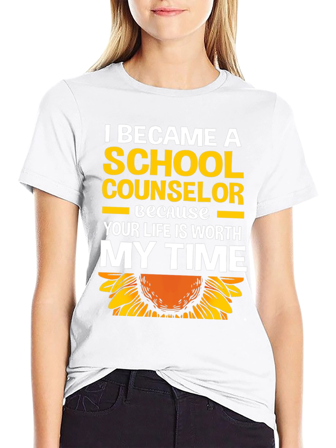 Black School Counselor Sunflower Graphic T-Shirt view 9