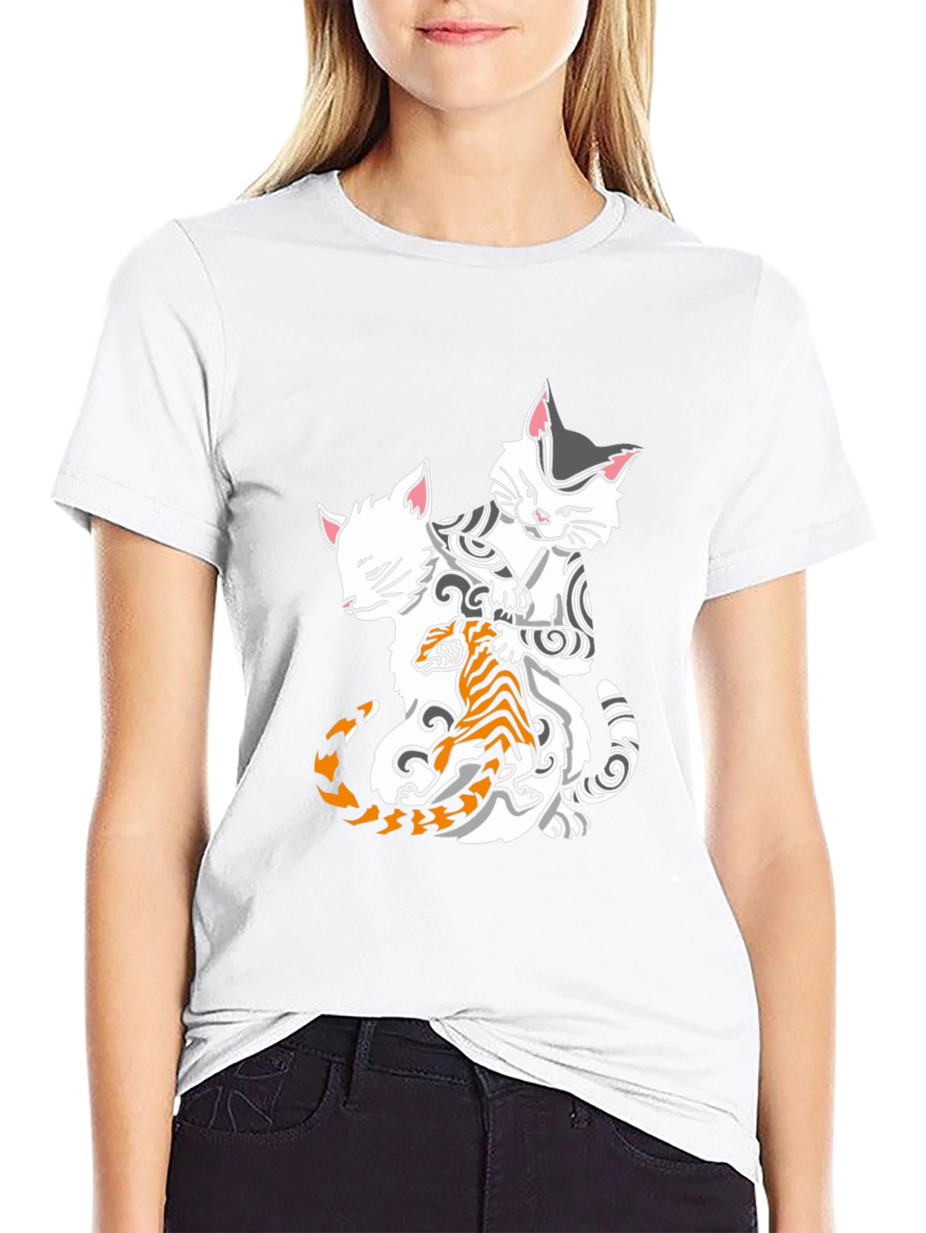 Black Cats & Tiger Graphic Tee - Cool Style view 9