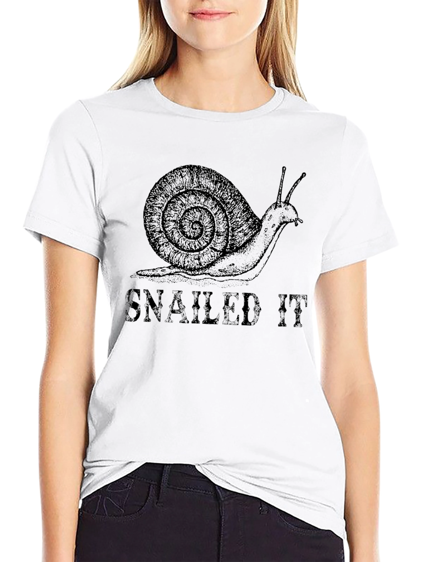 Black SNAILED IT Graphic Tee - Snail Design T-Shirt view 9