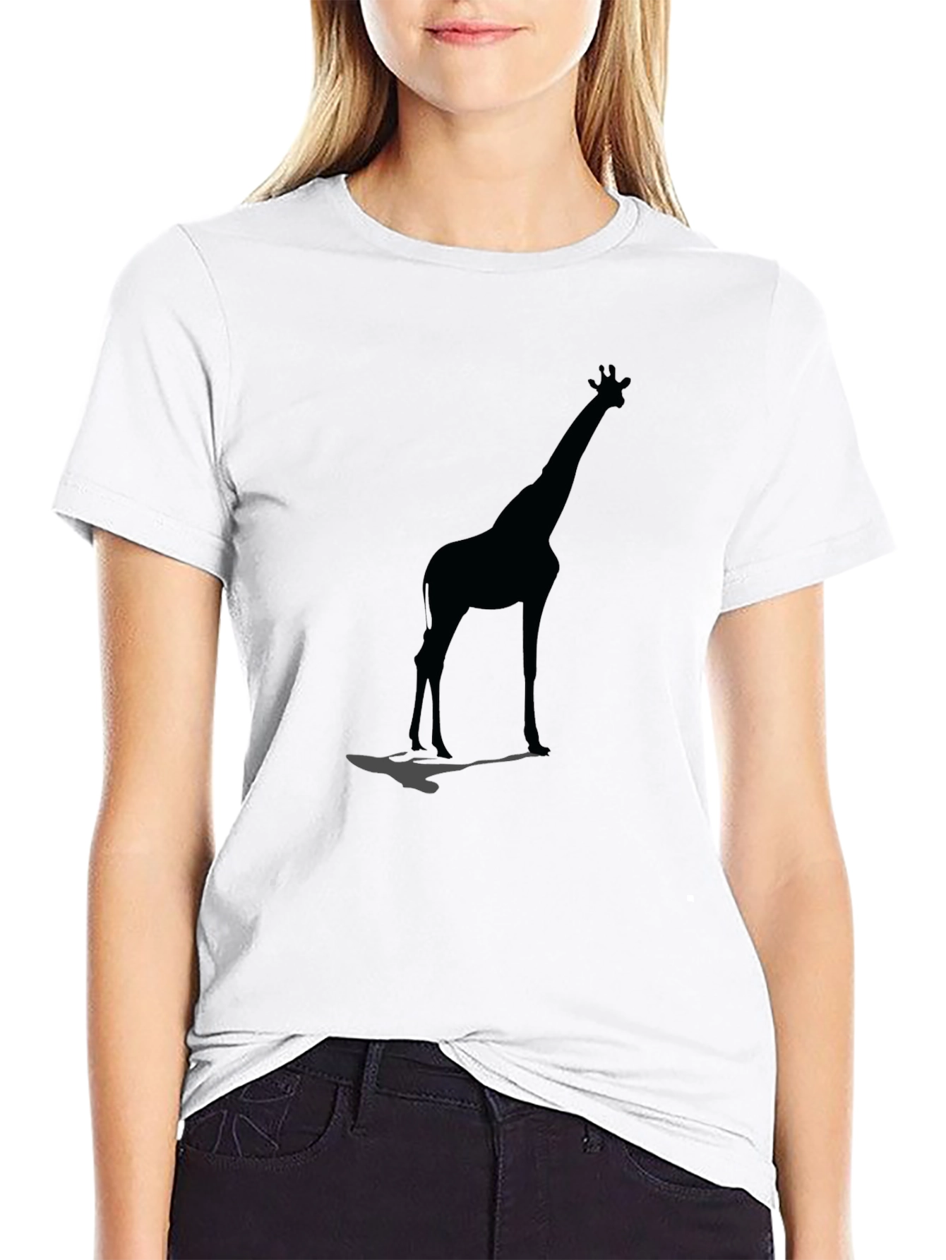 Black Giraffe Silhouette Black Graphic Tee view 9