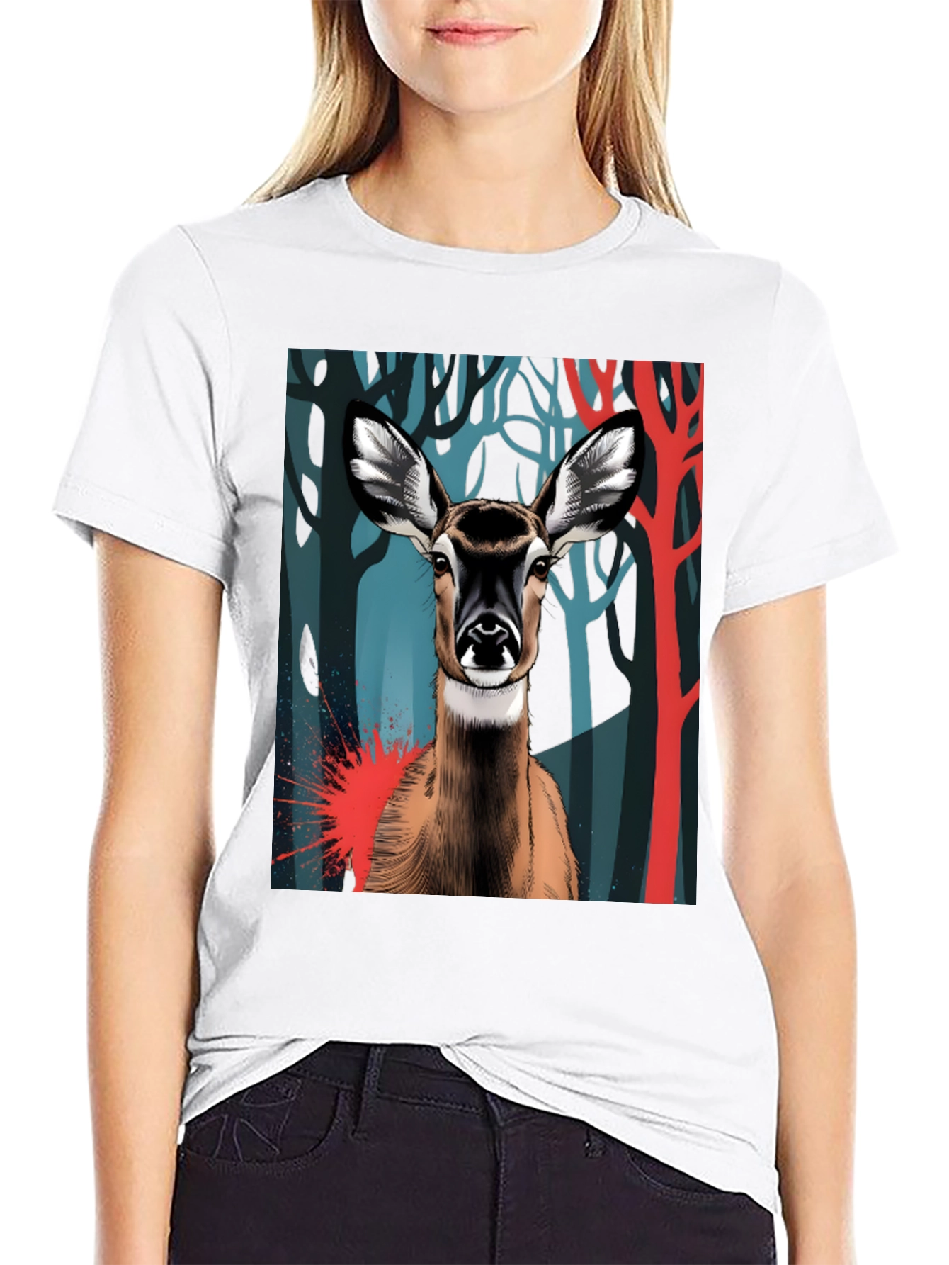 Black Deer Graphic Tee - Black Cotton Blend view 9