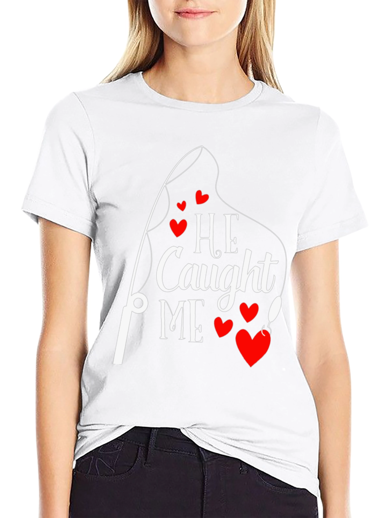 Black He Caught Me Fishing T-Shirt Valentine's Day Gift view 9