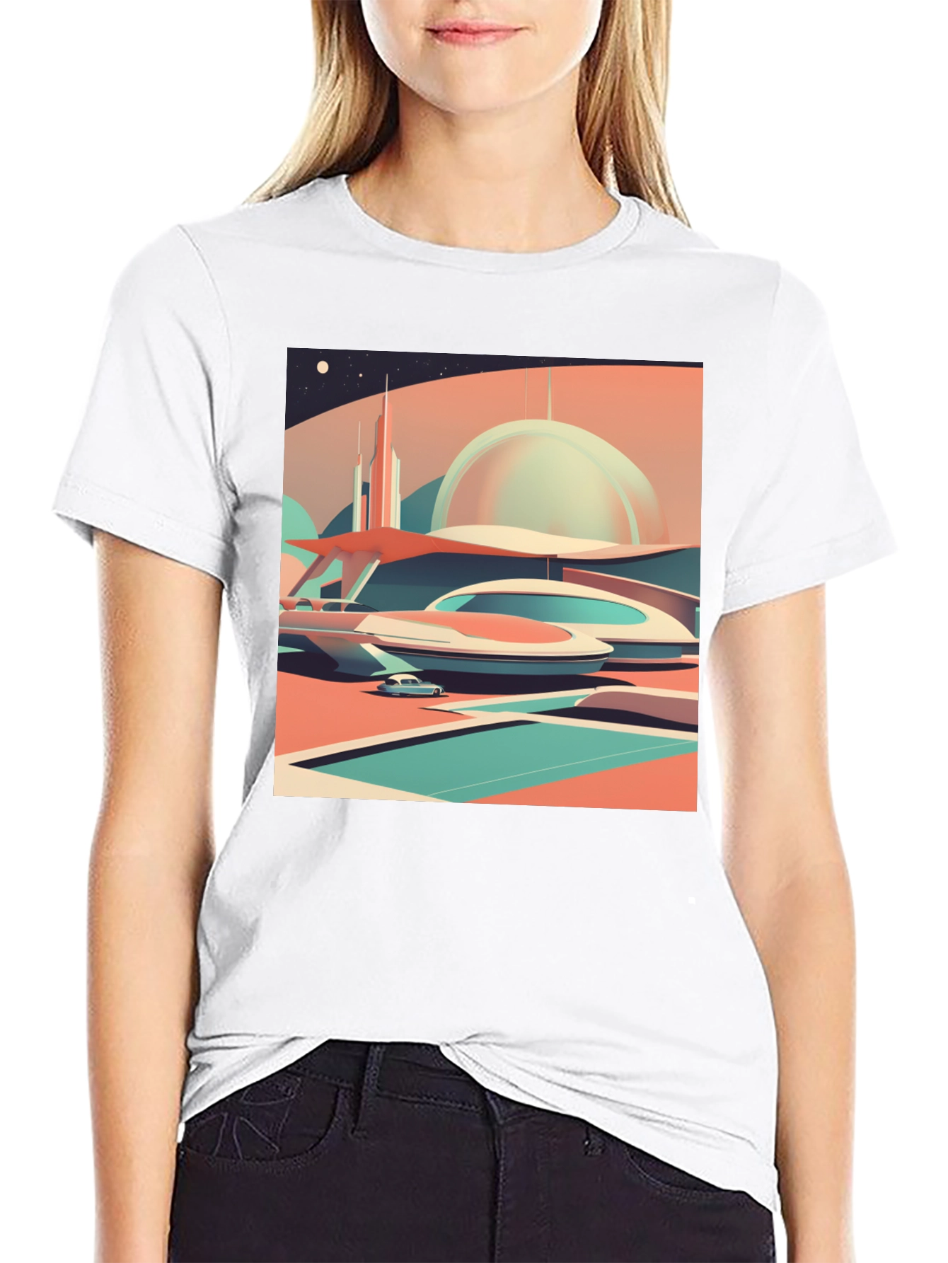 Black Retro Futuristic Graphic Tee view 9