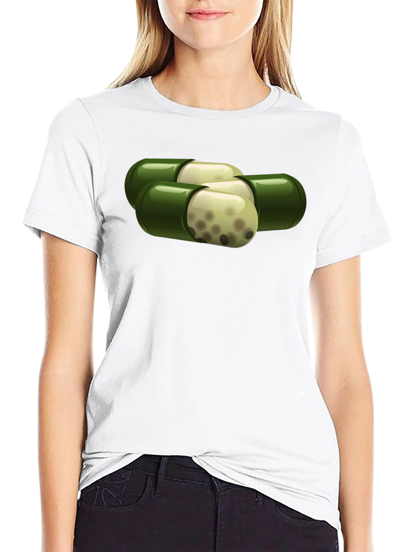 Black Capsule Graphic T-Shirt - Unique Pill Design view 9