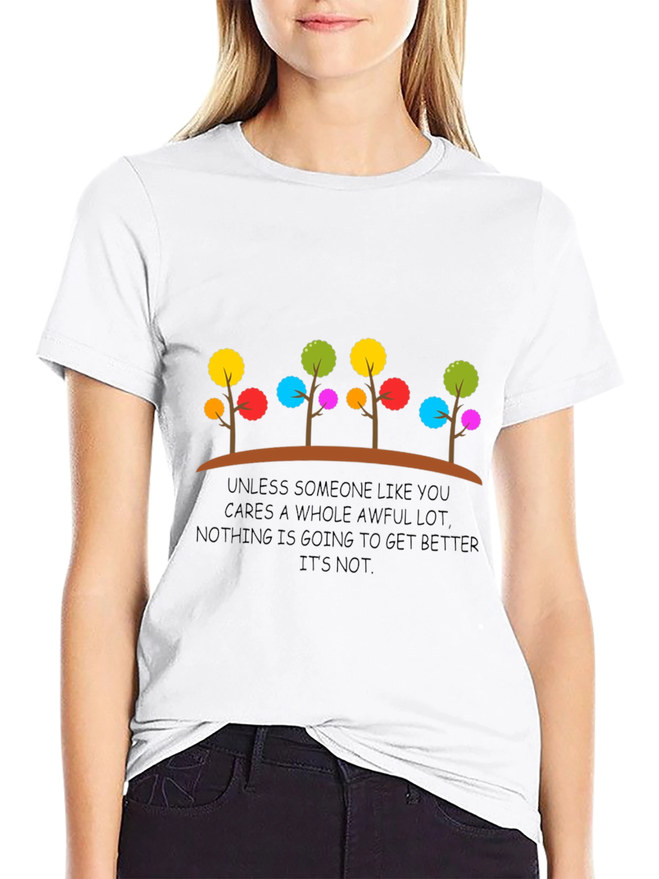 Black Colorful Tree Graphic T-Shirt - Positive Message view 9