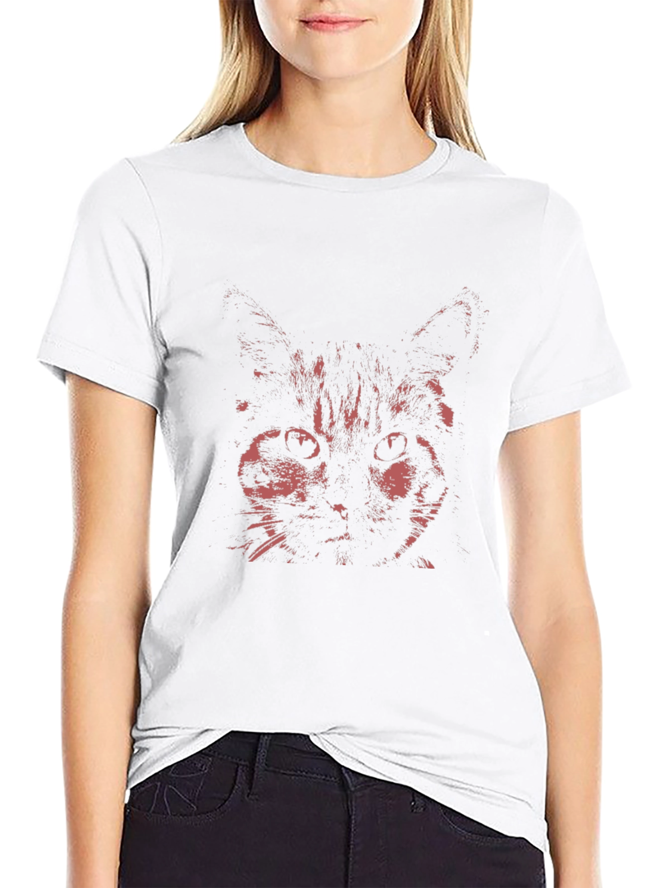 Black Men's Black T-Shirt with Red Cat Graphic view 9