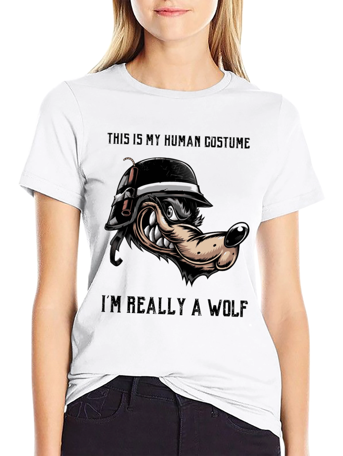Black Human Costume Wolf T-Shirt view 9