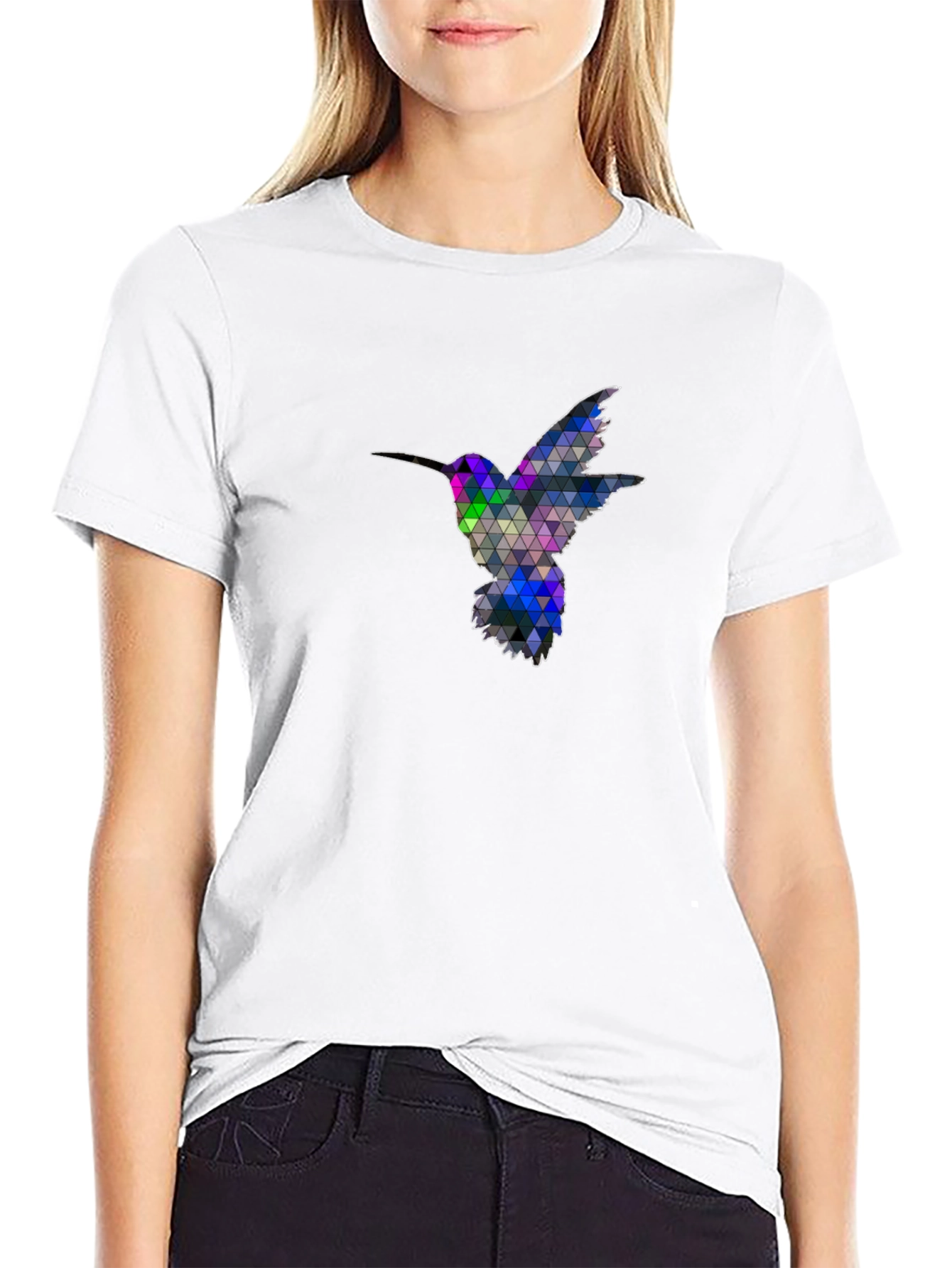 Black Geometric Hummingbird Graphic Tee - Black view 9