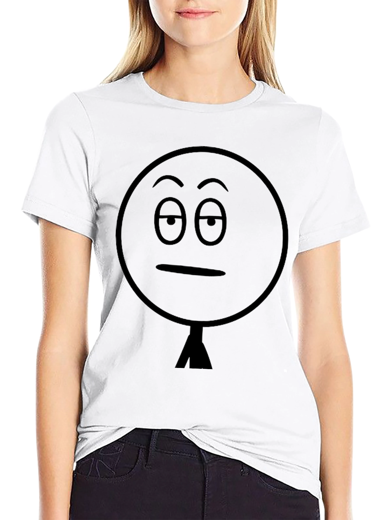 Black Black T-Shirt with Funny Sarcastic Stick Figure Face view 9