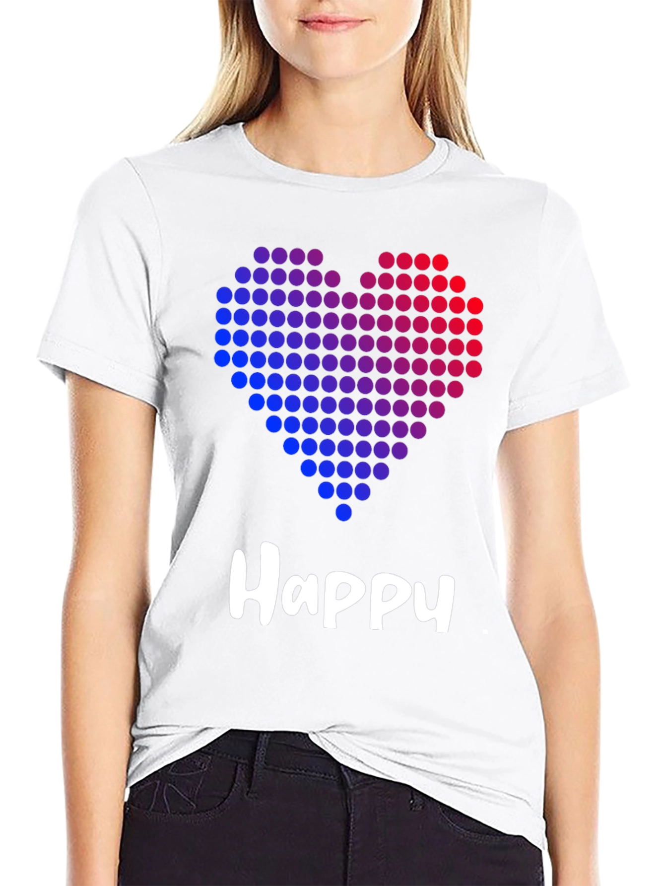 Black Happy Heart Graphic Black T-Shirt view 9