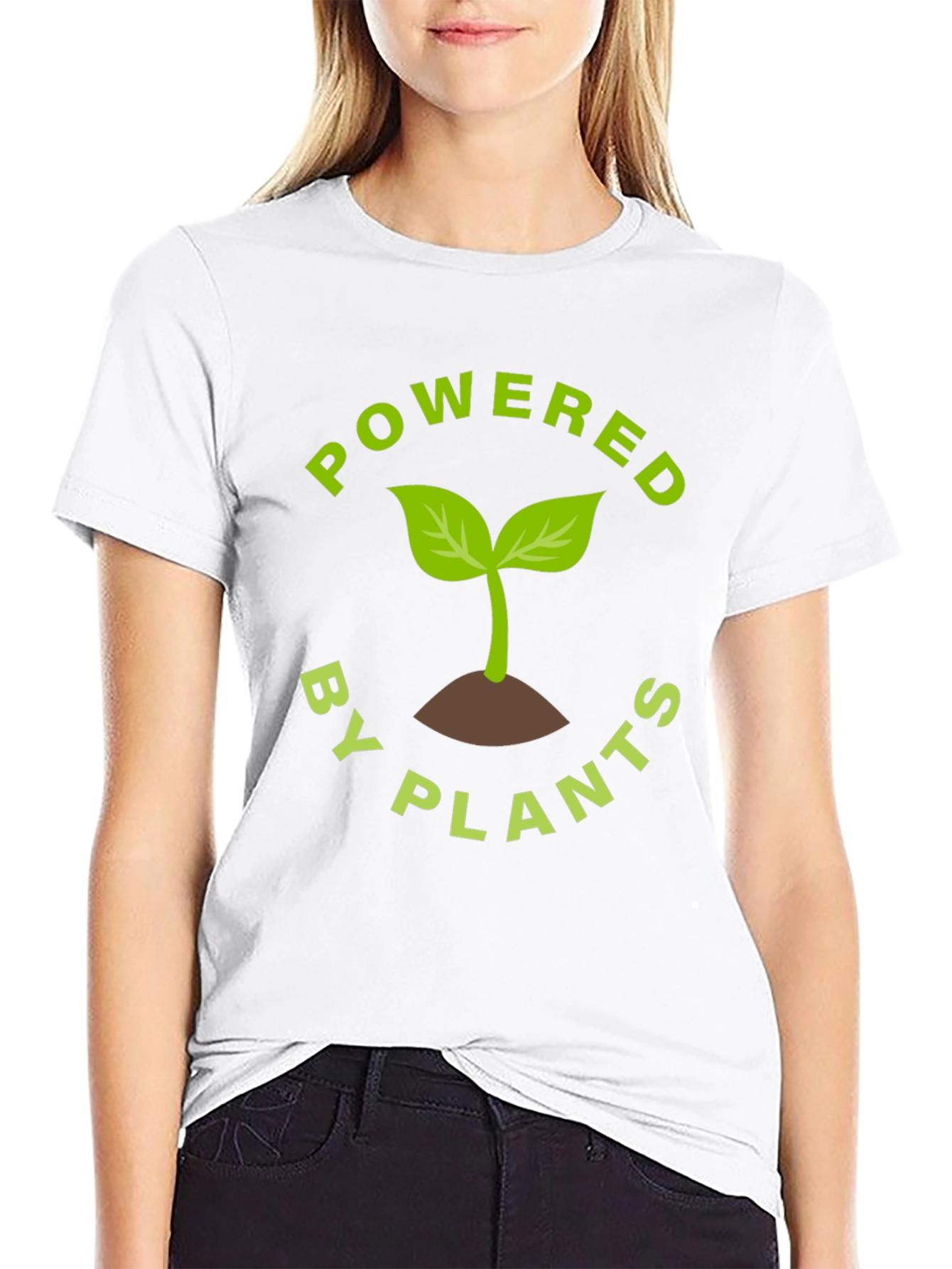 Black Powered By Plants T-Shirt - Vegan Friendly view 9
