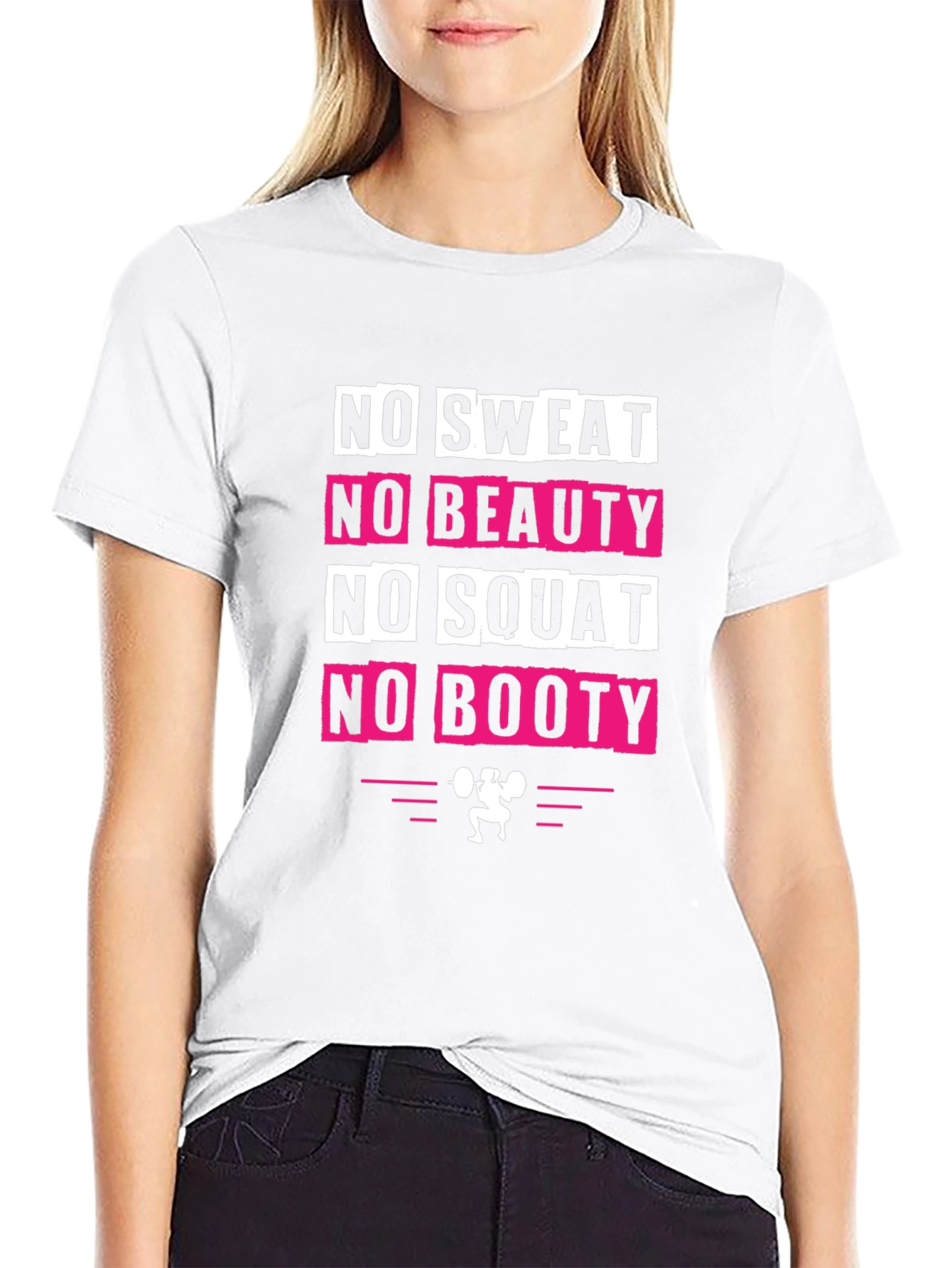 Black No Sweat No Booty Graphic Tee view 9