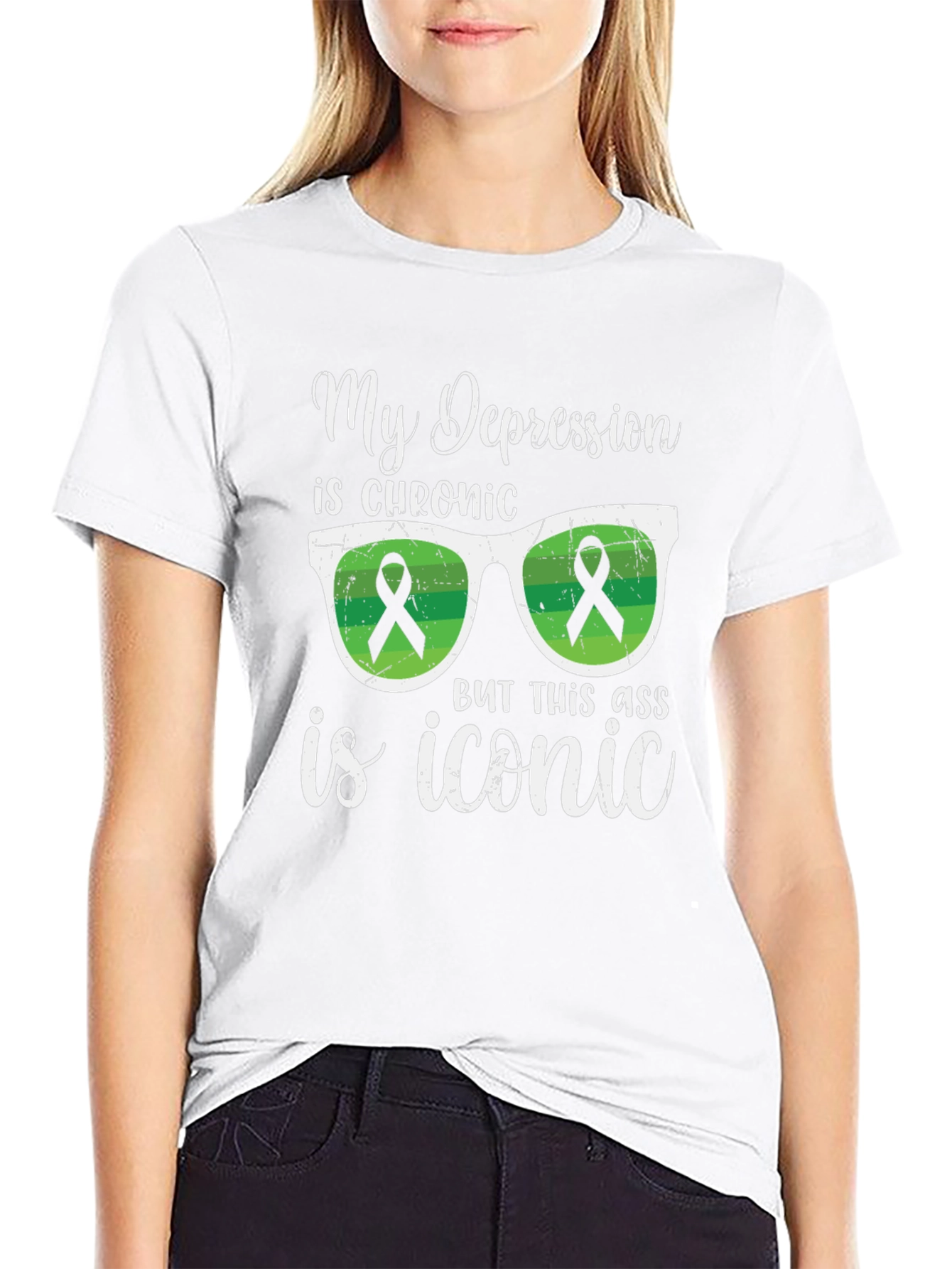 Black Chronic Depression Awareness T-Shirt view 9