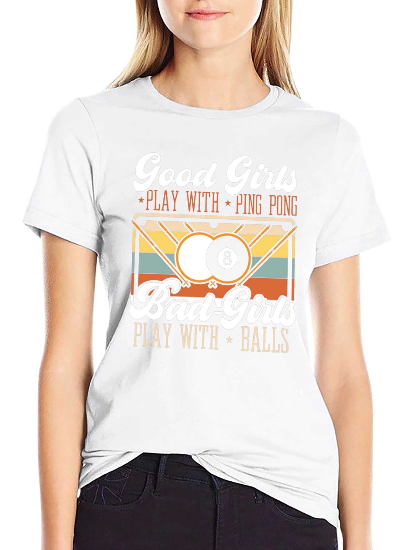 Black Funny Good Girls Bad Girls Play Balls T-Shirt view 9
