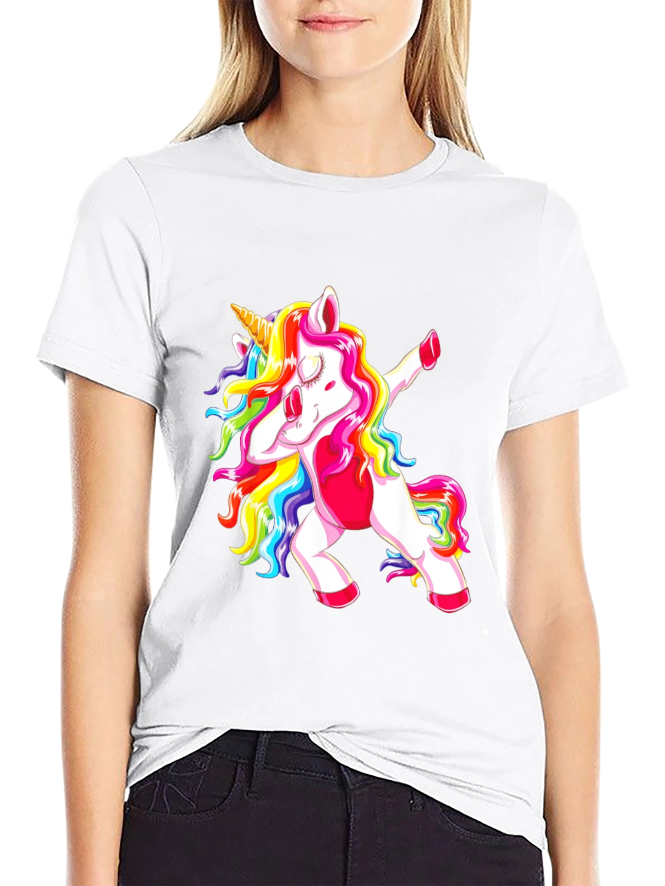 Black Dabbing Unicorn Graphic Tee view 9