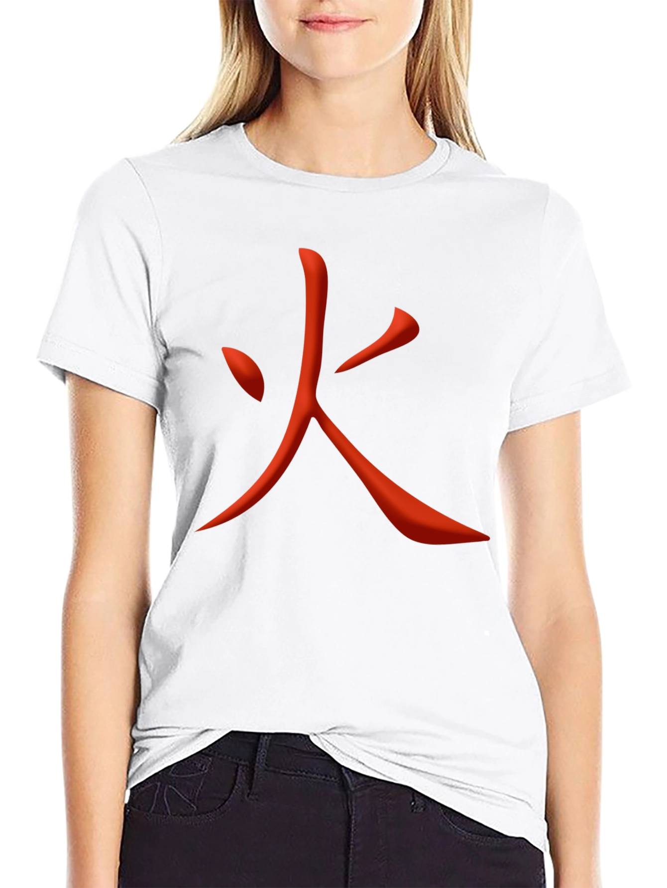 Black Fiery Kanji Graphic Tee - Bold Japanese Symbol Shirt view 9