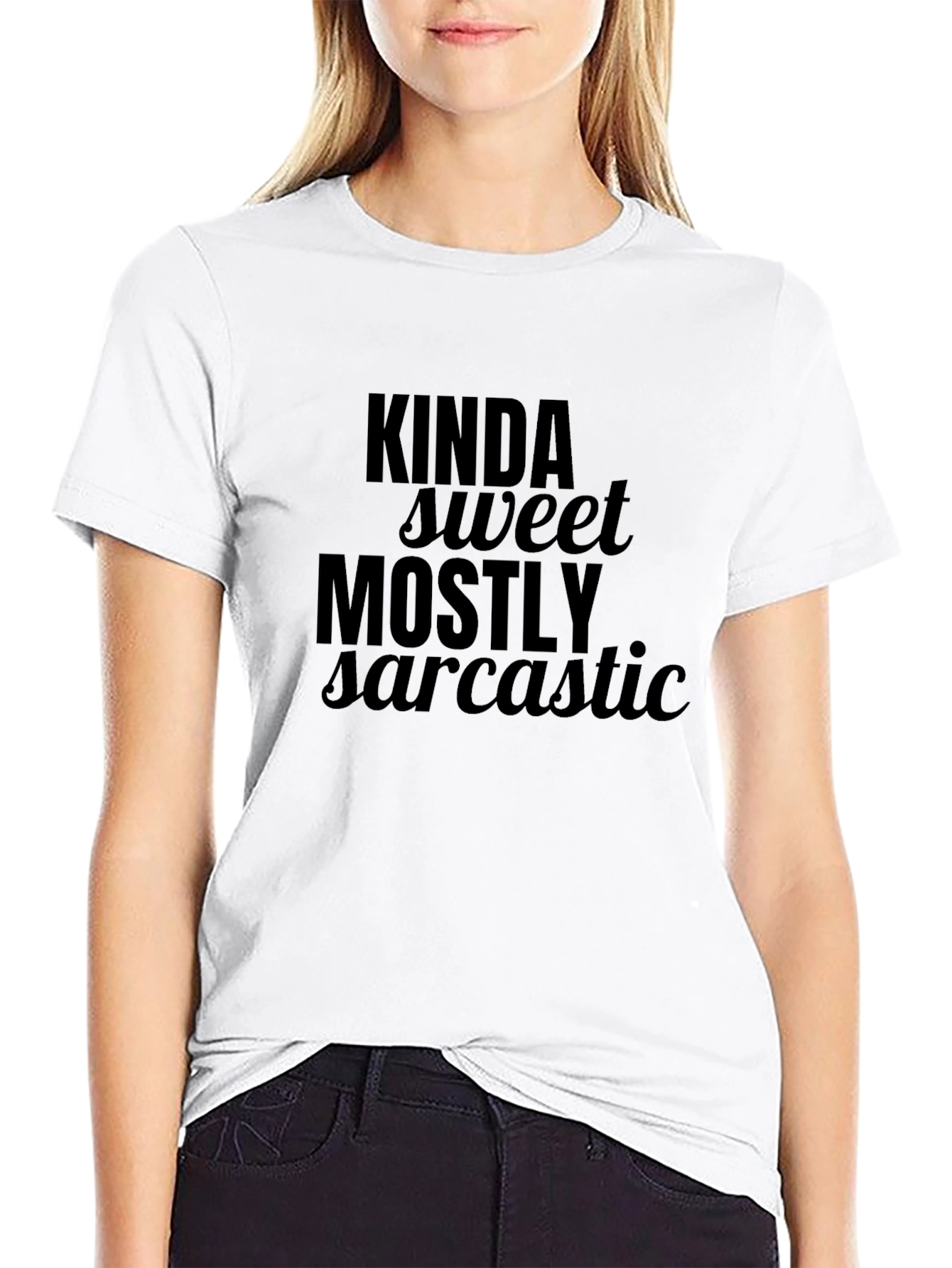 Black Kinda Sweet Mostly Sarcastic Black T-Shirt view 9