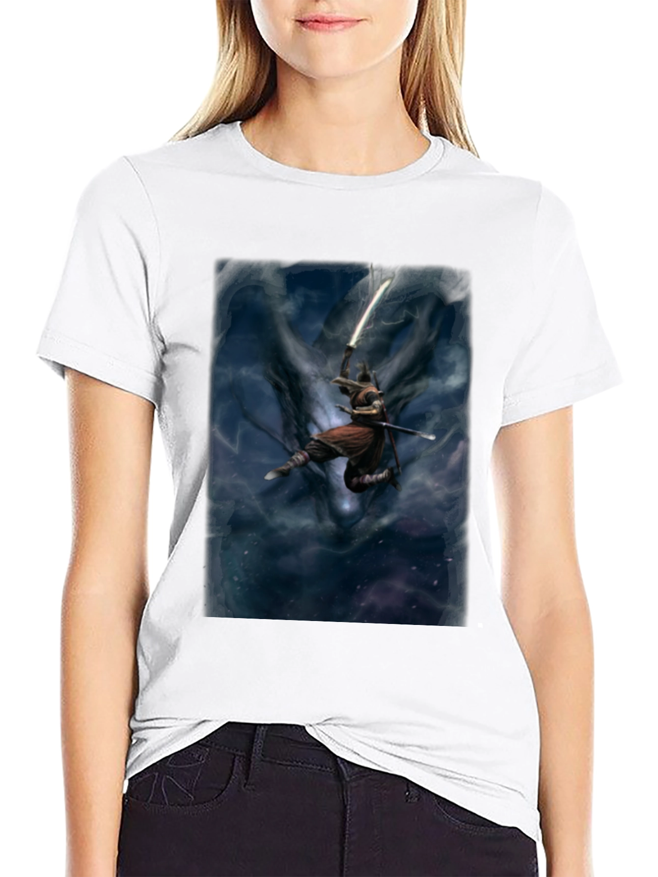 Black Black T-Shirt with Samurai Graphic view 9