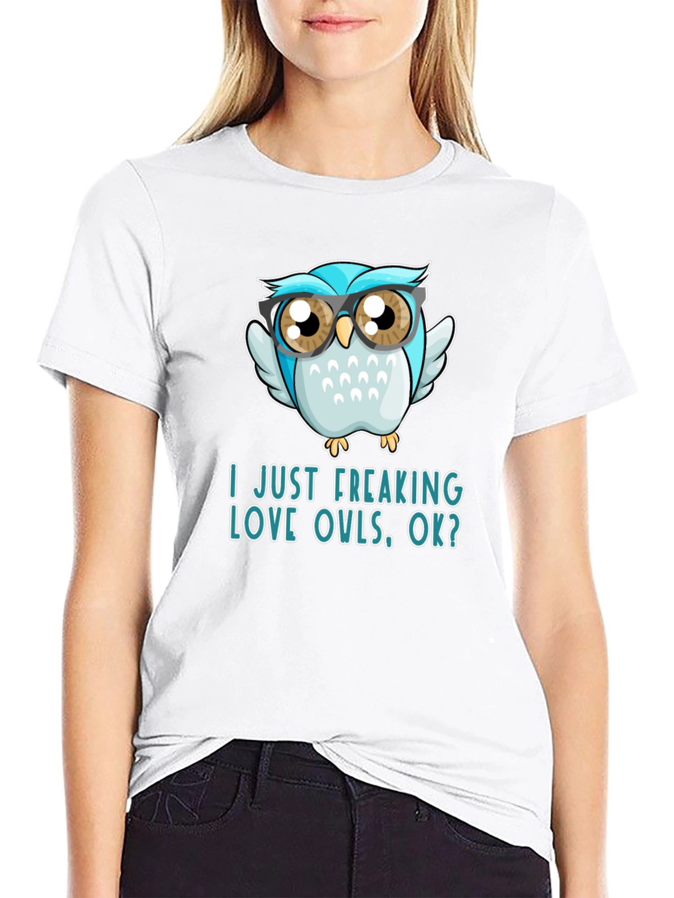 Black Funny Owl Lover T-Shirt - I Just Freaking Love Owls Tee view 9