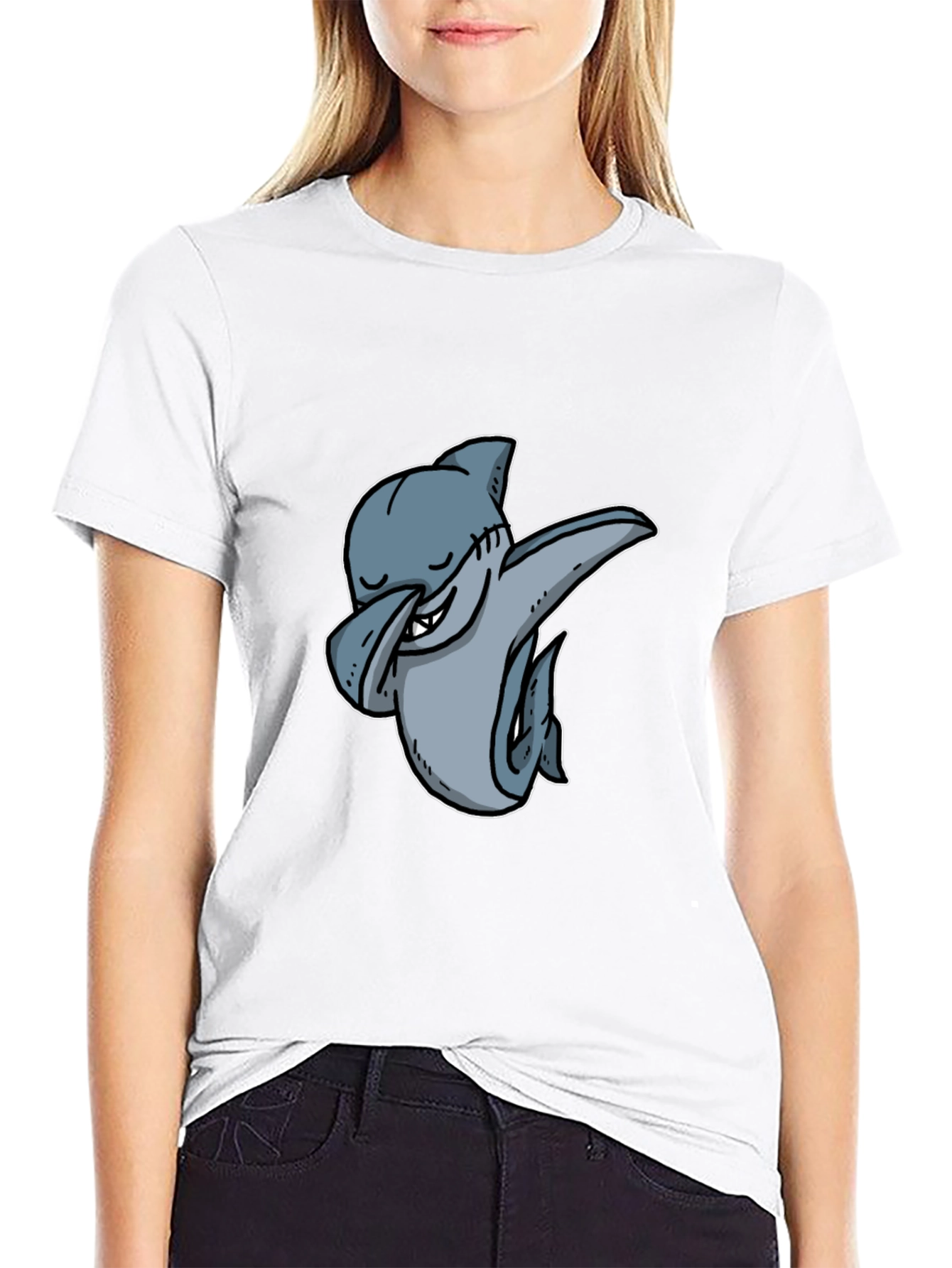 Black Dabbing Shark Graphic Tee - Cool & Trendy view 9
