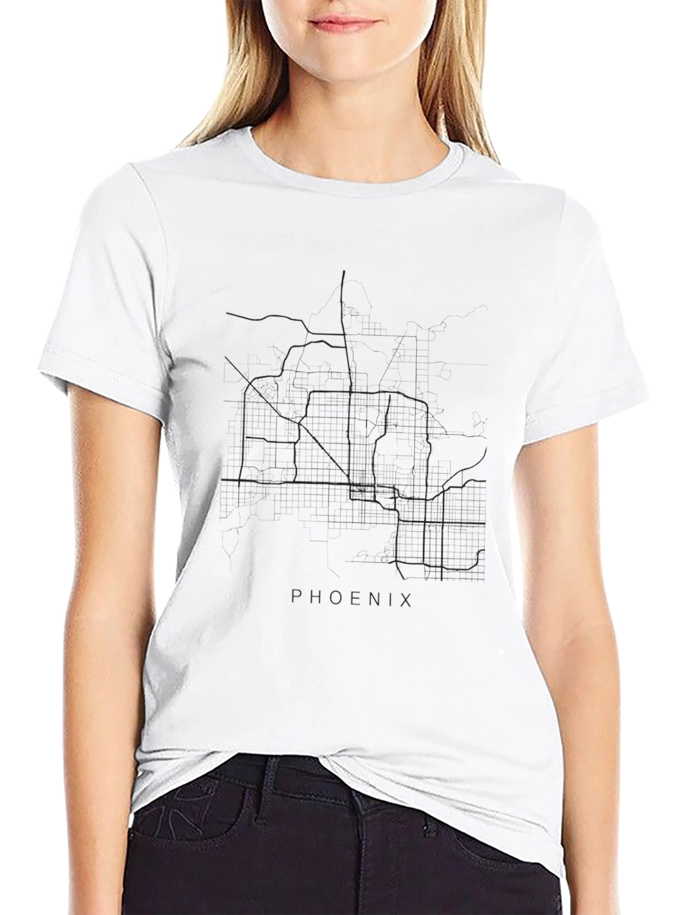 Phoenix Arizona Map Graphic Tee - Soft Cotton Black T-Shirt - 9