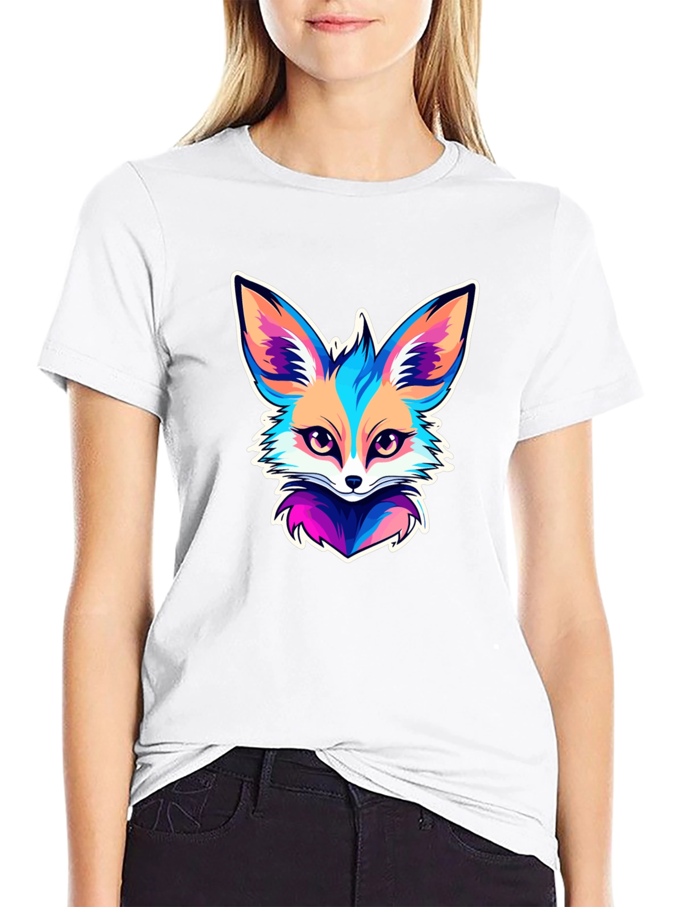 Black Vivid Fox Graphic T-Shirt - Stylish & Unique view 9