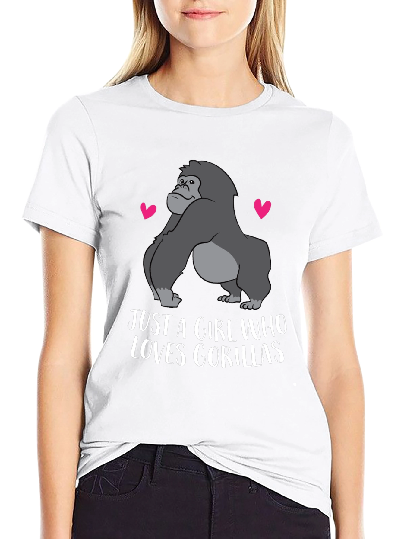 Black Just A Girl Who Loves Gorillas T-Shirt view 9